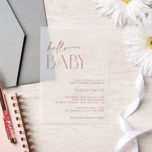 Invitations En Vélin Boho minimal, Moderne, Terracotta, Baby shower