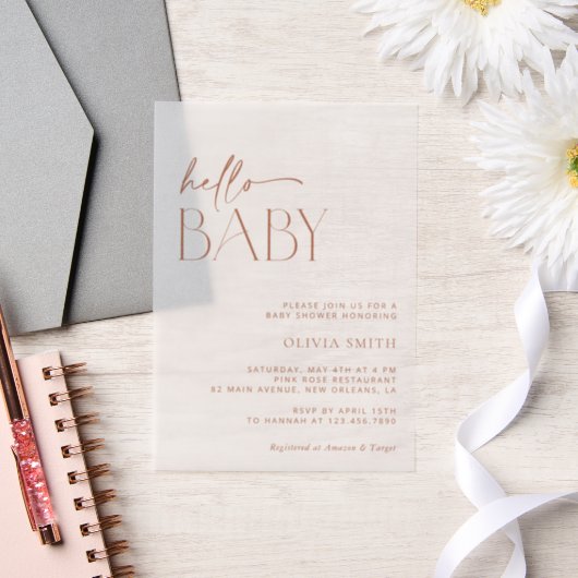 Invitations En Vélin Boho minimal, Moderne, Terracotta, Baby shower (Mariage)