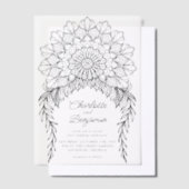 Invitations En Vélin Boho noir Mandala Mariage de vigne feuillus (Compenser)
