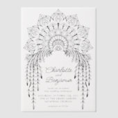 Invitations En Vélin Boho noir Mandala Mariage moderne (Recto)
