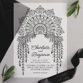 Invitations En Vélin Boho noir Mandala Mariage moderne