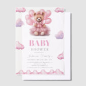 Invitations En Vélin Boho ours bébé fille rose Baby-shower (Compenser)