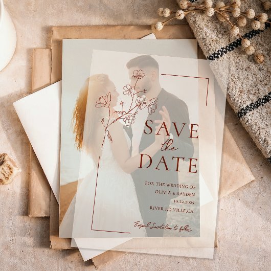 Invitations En Vélin Boho Terracotta Floral Mariage