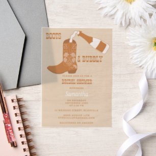 Invitations En Vélin Boots Bubbly Rustic Western Country Fête des marié