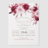 Invitations En Vélin Botanique Boho Chic Fleurs Blush Bourgogne Mariage (Recto)