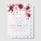 Invitations En Vélin Botanique Boho Chic Fleurs Blush Bourgogne Mariage (Décalage (Invitation))