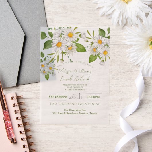 Invitations En Vélin Botanique Pays Fleur sauvage Spring Daisy Mariage (Mariage)