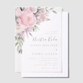 Invitations En Vélin Bouquet de fleurs roses Nuestra Boda Mariage espag (Compenser)