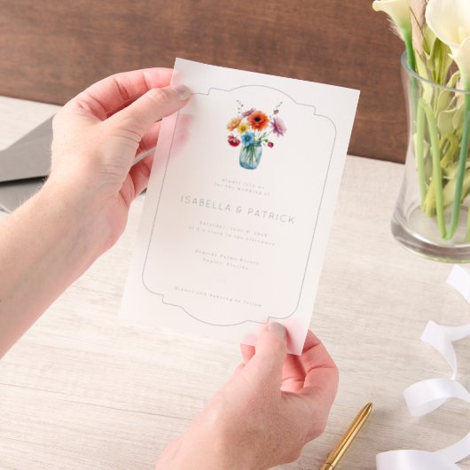 Invitations En Vélin Bouquet Élégant de Fleurs Blanches (Ordinateur de poche)