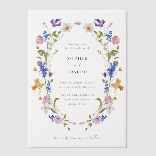 Invitations En Vélin Brillant Boho Floral Wreath | Mariage (Recto)