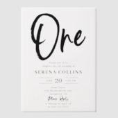 Invitations En Vélin Brush Calligraphie 1er anniversaire (Recto)