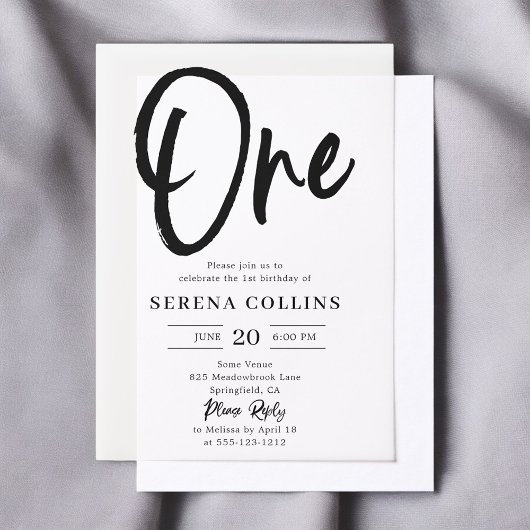 Invitations En Vélin Brush Calligraphie 1er anniversaire
