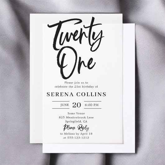 Invitations En Vélin Brush Calligraphy 21 Anniversaire