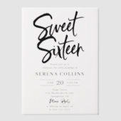 Invitations En Vélin Brush Calligraphy Sweet 16 (Recto)
