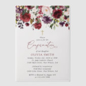 Invitations En Vélin Burgundy Flowers, Pink Flowers, Boho, Confirmation (Recto)