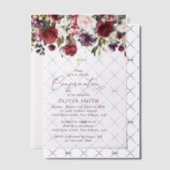 Invitations En Vélin Burgundy Flowers, Pink Flowers, Boho, Confirmation (Décalage (Invitation))