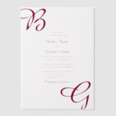 Invitations En Vélin Burgundy Maroon Initiales Mariage de automne d'aut (Recto)