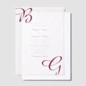 Invitations En Vélin Burgundy Maroon Initiales Mariage de automne d'aut (Compenser)