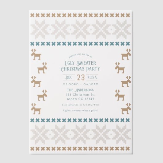 Invitations En Vélin Cacao Polaire Doux moche fête de Noël (Recto)