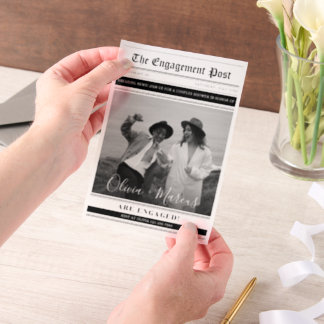 Invitations En Vélin Cadeaux de Mariage pour Couple dans un Journal Mod