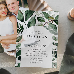 Invitations En Vélin Cadre de mariage à l'arche de verdure abondante