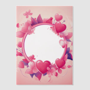 Invitations En Vélin Cadre rond des Coeurs roses