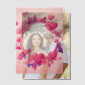 Invitations En Vélin Cadre rond des Coeurs roses (Décalage (Couple))