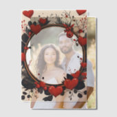 Invitations En Vélin Cadre rond des Coeurs rouges (Décalage (Couple))