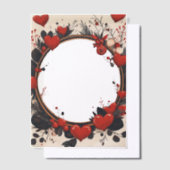 Invitations En Vélin Cadre rond des Coeurs rouges (Compenser)