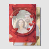 Invitations En Vélin Cadre rond des Coeurs rouges (Décalage (Couple))