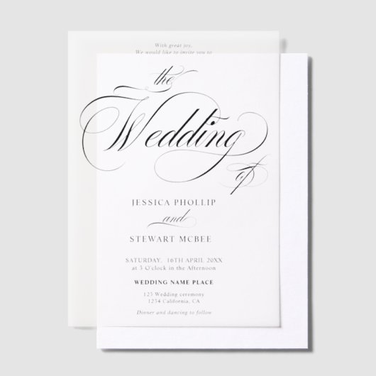 Invitations En Vélin Calligraphie classique Élégant mariage de script n (Compenser)