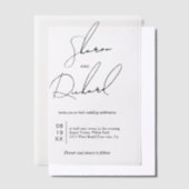 Invitations En Vélin Calligraphie de script moderne noir, mariage blanc (Compenser)