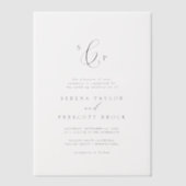Invitations En Vélin Calligraphie délicate Monogramme Mariage élégant (Recto)