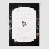 Invitations En Vélin Calligraphie florale noire (Recto)