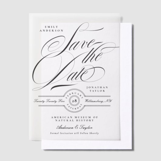 Invitations En Vélin Calligraphie Formelle Élégante Cravate Noire Enreg (Compenser)