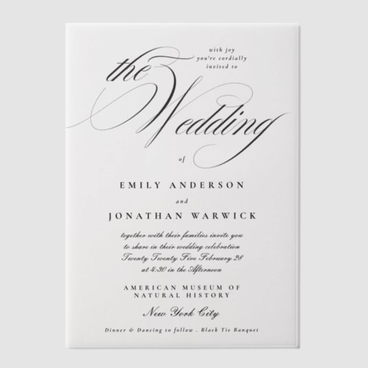 Invitations En Vélin Calligraphie Formelle Élégante Tuxedo Le Mariage (Recto)