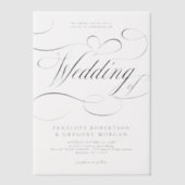 Invitations En Vélin Calligraphie moderne intemporelle mariage noir et  (Recto)