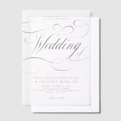 Invitations En Vélin Calligraphie moderne intemporelle mariage noir et  (Compenser)