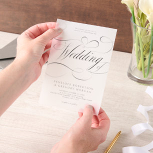 Invitations En Vélin Calligraphie moderne intemporelle mariage noir et 