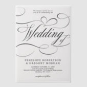 Invitations En Vélin Calligraphie moderne intemporelle mariage noir et  (Recto)