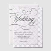 Invitations En Vélin Calligraphie moderne intemporelle mariage noir et  (Décalage (Invitation))