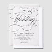 Invitations En Vélin Calligraphie moderne intemporelle mariage noir et  (Compenser)