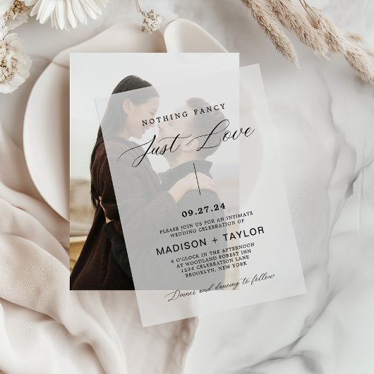 Invitations En Vélin Calligraphie moderne Rien de fantaisie Juste Amour