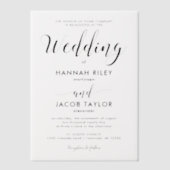 Invitations En Vélin Calligraphie noire élégante Mariage élégant (Recto)