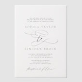 Invitations En Vélin Calligraphie romantique Élégant Noir Mariage offic (Recto)