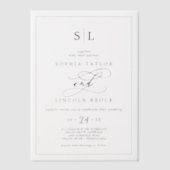 Invitations En Vélin Calligraphie romantique minimaliste Monogramme Mar (Recto)