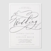 Invitations En Vélin Calligraphie romantique Moderne Simple Mariage élé (Recto)