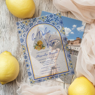 Invitations En Vélin Carreaux italiens La Dolce Vita Fête des mariées d