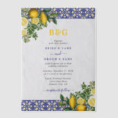 Invitations En Vélin Carrelage bleu blanc jaune méditerranéen Mariage c (Recto)