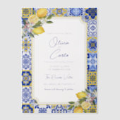 Invitations En Vélin Carrelage méditerranéen italien et Mariage citron (Recto)